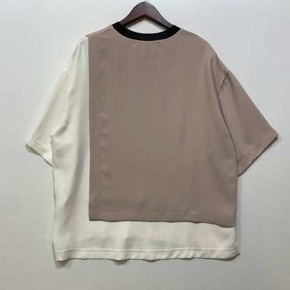 【中古品】【メンズ】 CULLNI クルニ 22-SS-034 コンビネーションプルオーバー 半袖 トップス 140-260728-ay-17-izu サイズ：2 カラー：ベージュ×ホワイト 万代Net店