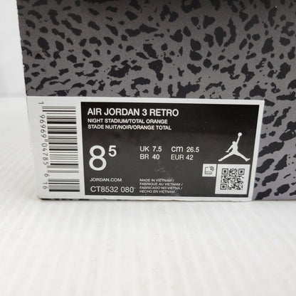 【中古品】【メンズ】 NIKE ナイキ AIR JORDAN 3 RETRO CT8532-080 エア ジョーダン 3 レトロ スニーカー 靴 160-260729-as-17-izu サイズ：26.5cm カラー：NIGHT STADIUM/TOTAL ORANGE 万代Net店