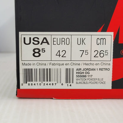 【中古品】【メンズ】 NIKE ナイキ AIR JORDAN 1 RETRO HIGH OG 555088-117 エアジョーダン 1 レトロ ハイ OG スニーカー 靴 160-260729-as-18-izu サイズ：26.5cm カラー：WHITE/DARK POWDER BLUE 万代Net店