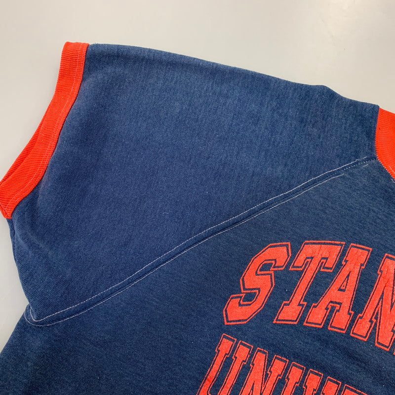 【現状渡し品】【メンズ】 VINTAGE STANFORD UNIVERSITY RAGLAN SLEEVE RINGER SS SWEATSHIRT ラグラン スリーブ リンガー ショートスリーブ スウェットシャツ 146-260730-kh-02-izu カラー：ネイビー×レッド 万代Net店