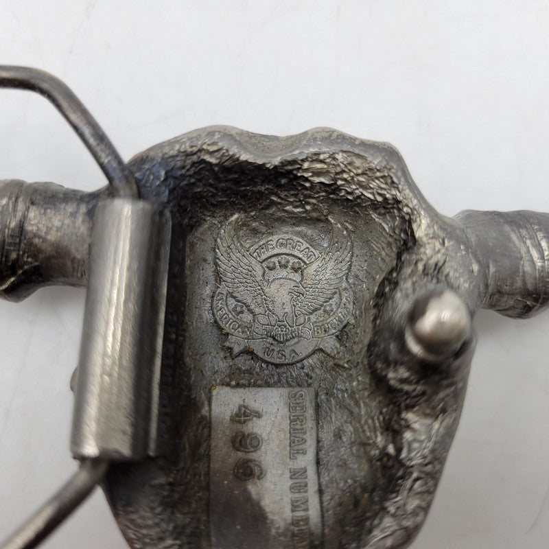 【中古品】【メンズ/レディース】 THE GREAT AMERICAN BUCKLE COMPANY グレートアメリカンバックル 496 c1980 BUFFALO SKULL BUCKLE バッファロースカル バックル USA製 208-260802-as-10-izu カラー：シルバー 万代Net店