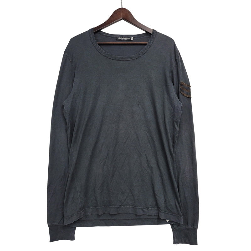 【中古品】【メンズ】 DOLCE＆GABBANA ドルチェアンドガッバーナ MILITARY PATCH LS TEE ミリタリー パッチ ロングスリーブ Tシャツ トップス 長袖 141-260731-cs-12-izu サイズ：50 カラー：チャコール 万代Net店