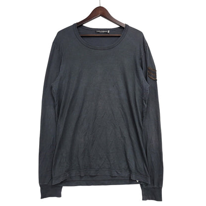 【中古品】【メンズ】 DOLCE＆GABBANA ドルチェアンドガッバーナ MILITARY PATCH LS TEE ミリタリー パッチ ロングスリーブ Tシャツ トップス 長袖 141-260731-cs-12-izu サイズ：50 カラー：チャコール 万代Net店