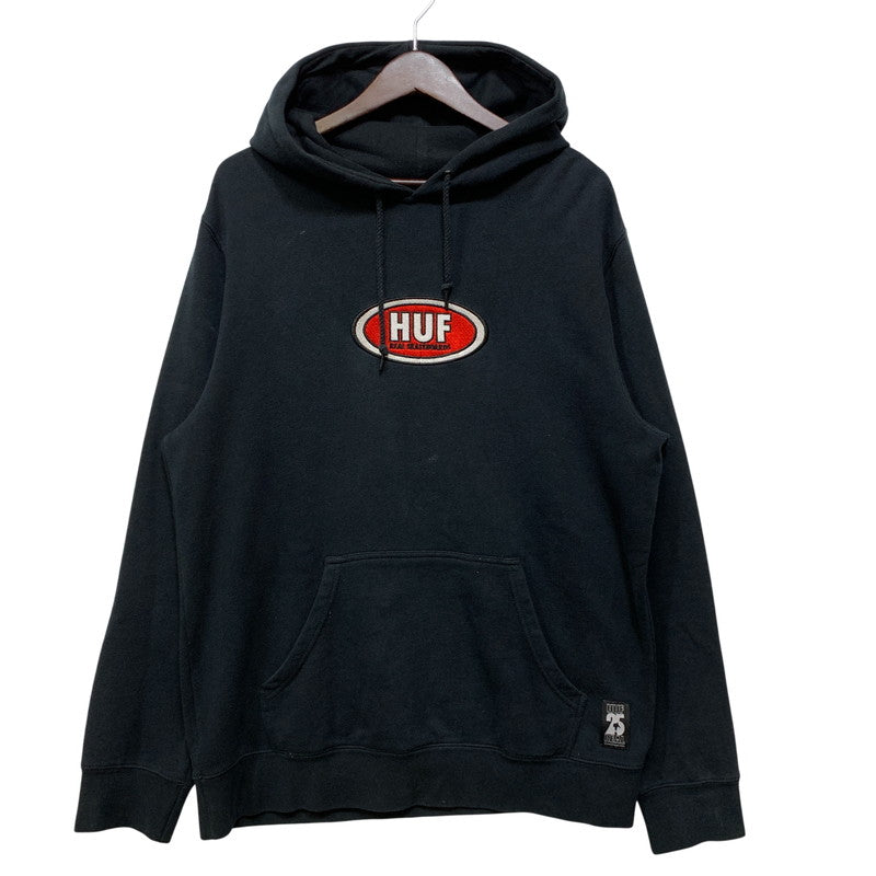 【中古品】【メンズ】 HUF ハフ × REAL SKATEBOARDS リアル スケートボード REAL HUF PULLOVER HOODIE リアル ハフ プルオーバー フーディ パーカー コラボ トップス 142-260731-ay-07-izu サイズ：M カラー：ブラック 万代Net店
