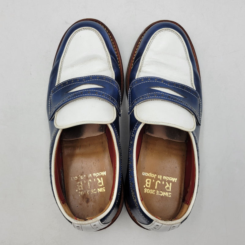 【現状渡し品】【メンズ】 R.J.B アールジェイビー COIN LOAFER 1667 コインローファー シューズ 靴 164-260802-as-12-izu サイズ：6 1/2 カラー：ネイビー×ホワイト 万代Net店