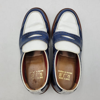 【現状渡し品】【メンズ】 R.J.B アールジェイビー COIN LOAFER 1667 コインローファー シューズ 靴 164-260802-as-12-izu サイズ：6 1/2 カラー：ネイビー×ホワイト 万代Net店