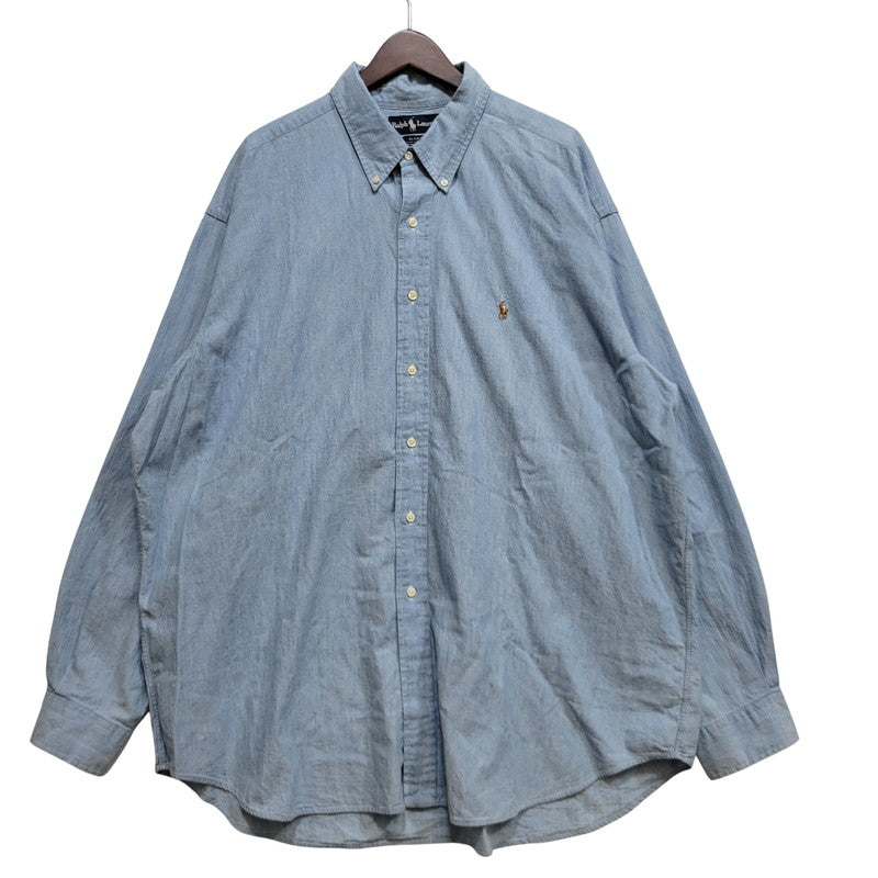 【中古品】【メンズ】 RALPH LAUREN ラルフローレン BLAIRE CHAMBRAY L S SHIRT ブレア シャンブレー ロングスリーブ シャツ トップス 長袖 146-260802-ya-05-izu サイズ：XXL カラー：ブルー 万代Net店