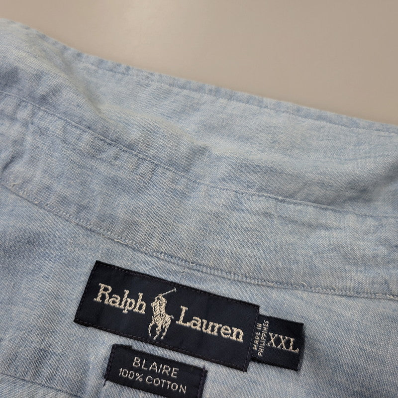 【中古品】【メンズ】 RALPH LAUREN ラルフローレン BLAIRE CHAMBRAY L S SHIRT ブレア シャンブレー ロングスリーブ シャツ トップス 長袖 146-260802-ya-05-izu サイズ：XXL カラー：ブルー 万代Net店