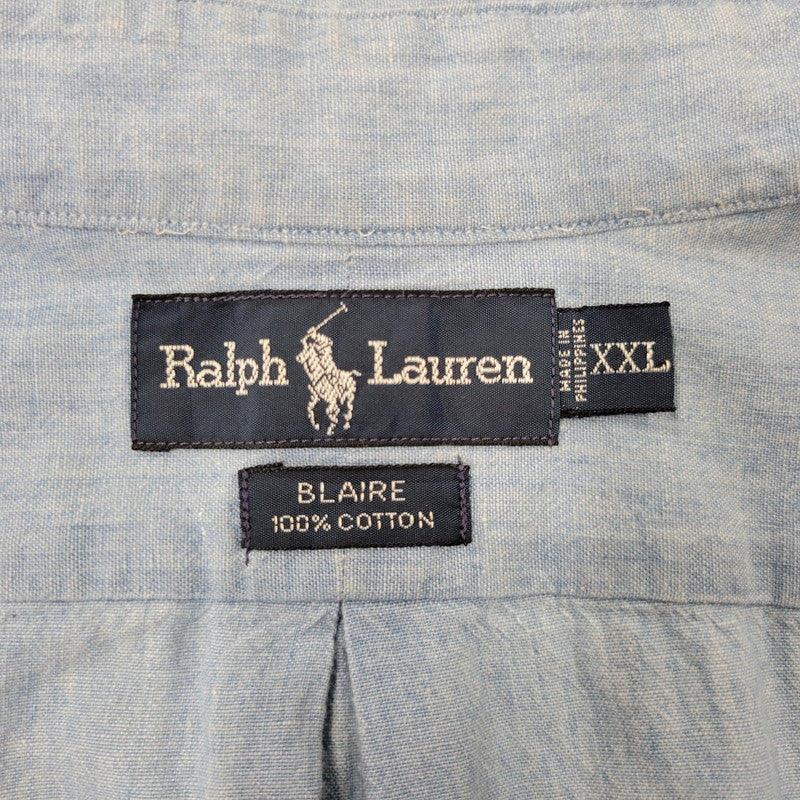【中古品】【メンズ】 RALPH LAUREN ラルフローレン BLAIRE CHAMBRAY L S SHIRT ブレア シャンブレー ロングスリーブ シャツ トップス 長袖 146-260802-ya-05-izu サイズ：XXL カラー：ブルー 万代Net店