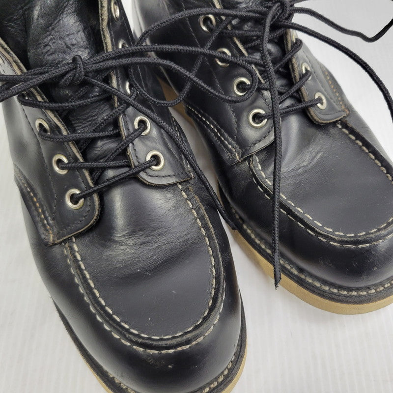 【中古品】【メンズ】 RED WING レッドウィング IRISH SETTER 6-INCH MOC-TOE 8179 刺繍羽タグ アイリッシュセッター 6インチ モック トゥ ブーツ 靴 USA製 164-260729-as-16-izu サイズ：6 1/2E カラー：ブラック 万代Net店