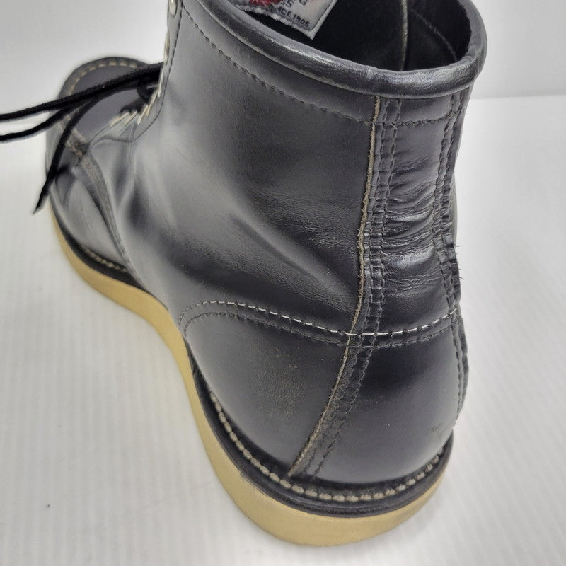 【中古品】【メンズ】 RED WING レッドウィング IRISH SETTER 6-INCH MOC-TOE 8179 刺繍羽タグ アイリッシュセッター 6インチ モック トゥ ブーツ 靴 USA製 164-260729-as-16-izu サイズ：6 1/2E カラー：ブラック 万代Net店