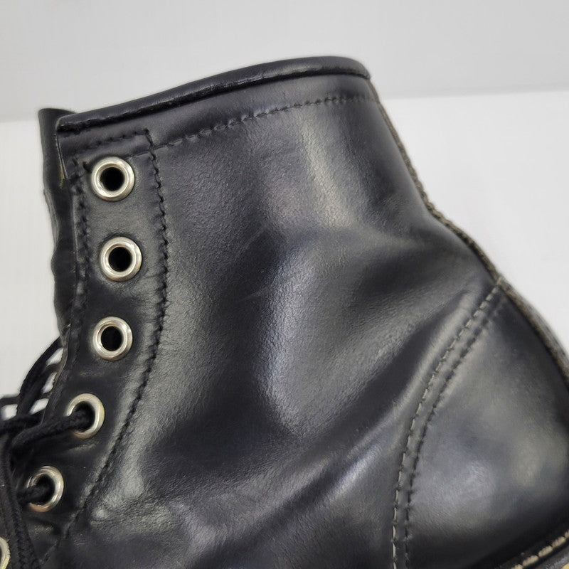 【中古品】【メンズ】 RED WING レッドウィング IRISH SETTER 6-INCH MOC-TOE 8179 刺繍羽タグ アイリッシュセッター 6インチ モック トゥ ブーツ 靴 USA製 164-260729-as-16-izu サイズ：6 1/2E カラー：ブラック 万代Net店