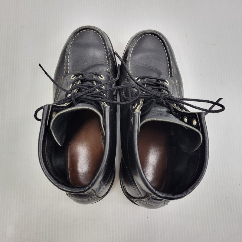 【中古品】【メンズ】 RED WING レッドウィング IRISH SETTER 6-INCH MOC-TOE 8179 刺繍羽タグ アイリッシュセッター 6インチ モック トゥ ブーツ 靴 USA製 164-260729-as-16-izu サイズ：6 1/2E カラー：ブラック 万代Net店