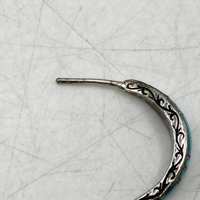 【現状渡し品】【メンズ】 SAAD サード 925 TURQUOISE HALF HOOP EARRINGS ターコイズ ハーフ フープ イヤリング ピアス アクセサリー 191-260803-yn-07-izu カラー：ブルー系 万代Net店