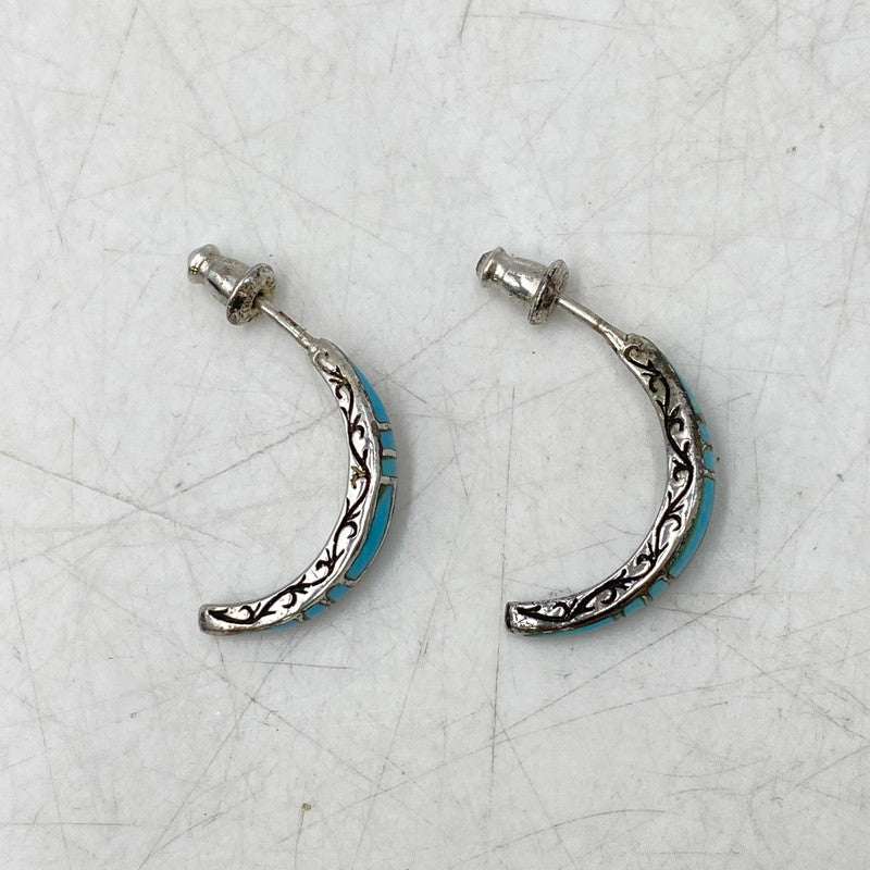 【現状渡し品】【メンズ】 SAAD サード 925 TURQUOISE HALF HOOP EARRINGS ターコイズ ハーフ フープ イヤリング ピアス アクセサリー 191-260803-yn-07-izu カラー：ブルー系 万代Net店