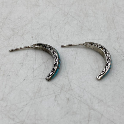 【現状渡し品】【メンズ】 SAAD サード 925 TURQUOISE HALF HOOP EARRINGS ターコイズ ハーフ フープ イヤリング ピアス アクセサリー 191-260803-yn-07-izu カラー：ブルー系 万代Net店