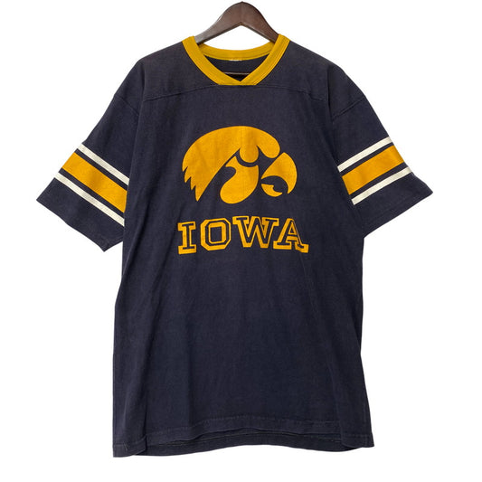 【中古品】【メンズ】 VINTAGE 70-80S IOWA V NECK FOOTBALL SS TEE ブイ ネック フットボール ショートスリーブ Tシャツ トップス 半袖 146-260731-cs-03-izu サイズ：不明 カラー：ネイビー×イエロー 万代Net店