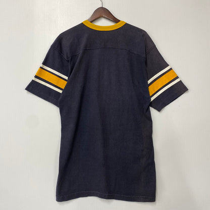 【中古品】【メンズ】 VINTAGE 70-80S IOWA V NECK FOOTBALL SS TEE ブイ ネック フットボール ショートスリーブ Tシャツ トップス 半袖 146-260731-cs-03-izu サイズ：不明 カラー：ネイビー×イエロー 万代Net店