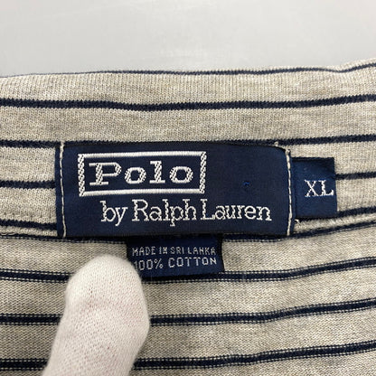 【中古品】【メンズ】 POLO BY RALPH LAUREN ポロバイラルフローレン 90S NAVY PONY BORDER LS POLO SHIRT ネイビー ポニー ボーダー ロングスリーブ ポロシャツ トップス 長袖 146-260731-cs-05-izu サイズ：XL カラー：グレー×ネイビー 万代Net店