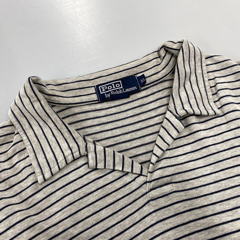 【中古品】【メンズ】 POLO BY RALPH LAUREN ポロバイラルフローレン 90S NAVY PONY BORDER LS POLO SHIRT ネイビー ポニー ボーダー ロングスリーブ ポロシャツ トップス 長袖 146-260731-cs-05-izu サイズ：XL カラー：グレー×ネイビー 万代Net店