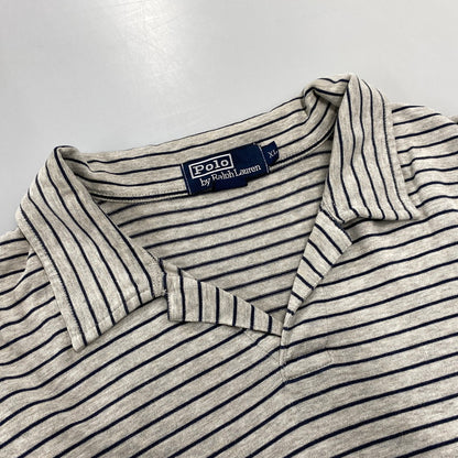 【中古品】【メンズ】 POLO BY RALPH LAUREN ポロバイラルフローレン 90S NAVY PONY BORDER LS POLO SHIRT ネイビー ポニー ボーダー ロングスリーブ ポロシャツ トップス 長袖 146-260731-cs-05-izu サイズ：XL カラー：グレー×ネイビー 万代Net店