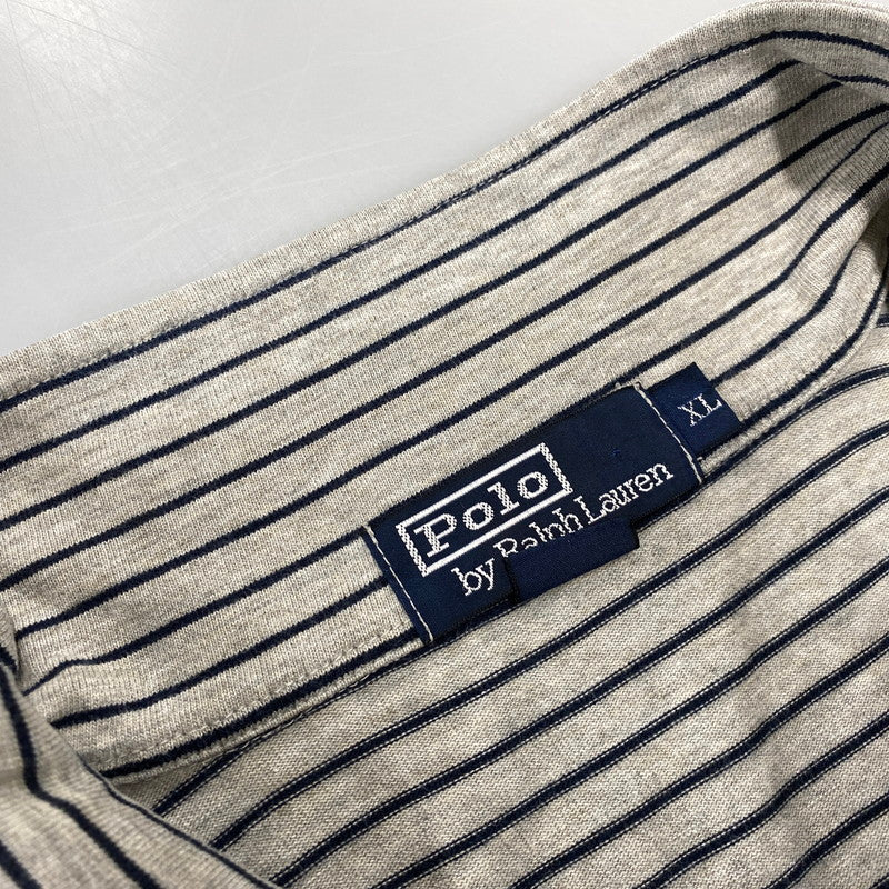 【中古品】【メンズ】 POLO BY RALPH LAUREN ポロバイラルフローレン 90S NAVY PONY BORDER LS POLO SHIRT ネイビー ポニー ボーダー ロングスリーブ ポロシャツ トップス 長袖 146-260731-cs-05-izu サイズ：XL カラー：グレー×ネイビー 万代Net店