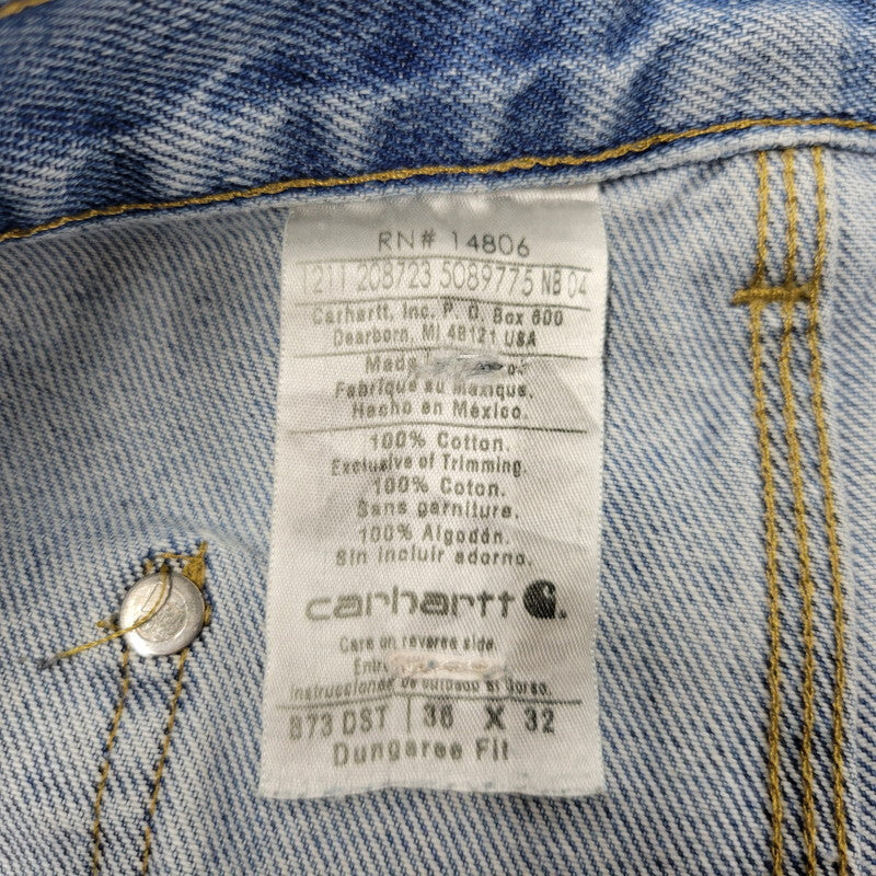 【現状渡し品】【メンズ】 Carhartt カーハート DUNGAREE FIT DOUBLEKNEE PAINTER DENIM PANTS B73 DST ダンガリーフィット ダブルニー ペインター デニムパンツ ボトムス 157-260805-ay-06-izu サイズ：36×32 カラー：ライトインディゴ 万代Net店