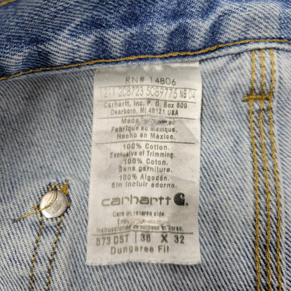 【現状渡し品】【メンズ】 Carhartt カーハート DUNGAREE FIT DOUBLEKNEE PAINTER DENIM PANTS B73 DST ダンガリーフィット ダブルニー ペインター デニムパンツ ボトムス 157-260805-ay-06-izu サイズ：36×32 カラー：ライトインディゴ 万代Net店