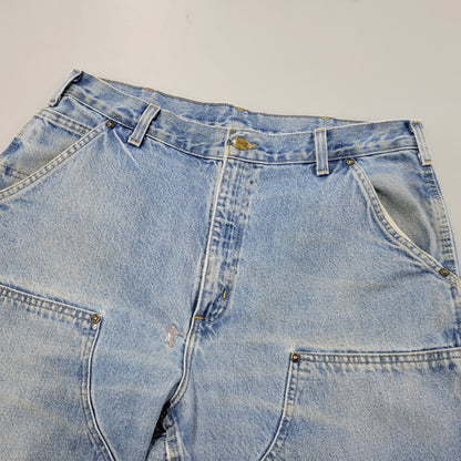 【現状渡し品】【メンズ】 Carhartt カーハート DUNGAREE FIT DOUBLEKNEE PAINTER DENIM PANTS B73 DST ダンガリーフィット ダブルニー ペインター デニムパンツ ボトムス 157-260805-ay-06-izu サイズ：36×32 カラー：ライトインディゴ 万代Net店