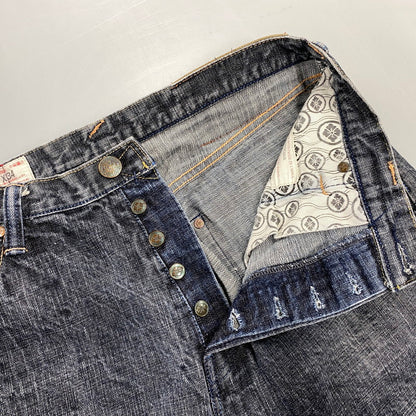 【中古品】【メンズ】 EVISU エヴィス LOT2100 男 PAINT DENIM PANTS ペイント デニム パンツ ボトムス ズボン 156-260731-cs-06-izu サイズ：34×34 カラー：インディゴ系 万代Net店