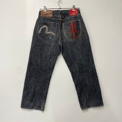 【中古品】【メンズ】 EVISU エヴィス LOT2100 男 PAINT DENIM PANTS ペイント デニム パンツ ボトムス ズボン 156-260731-cs-06-izu サイズ：34×34 カラー：インディゴ系 万代Net店