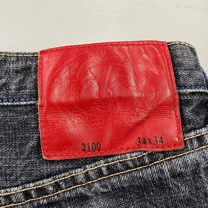 【中古品】【メンズ】 EVISU エヴィス LOT2100 男 PAINT DENIM PANTS ペイント デニム パンツ ボトムス ズボン 156-260731-cs-06-izu サイズ：34×34 カラー：インディゴ系 万代Net店