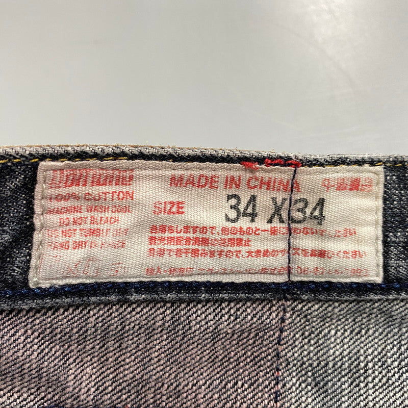 【中古品】【メンズ】 EVISU エヴィス LOT2100 男 PAINT DENIM PANTS ペイント デニム パンツ ボトムス ズボン 156-260731-cs-06-izu サイズ：34×34 カラー：インディゴ系 万代Net店