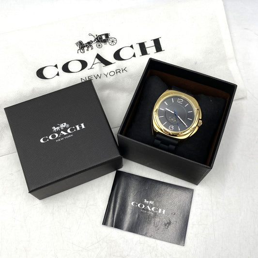 【中古品】【メンズ/レディース】 COACH コーチ 155.2.34.2212 QUARTZ WATCH クォーツ ウォッチ 腕時計 197-260803-yn-08-izu カラー：ゴールド×ブラック 万代Net店