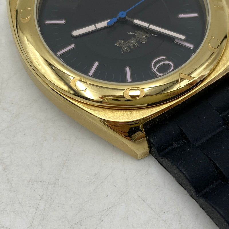 【中古品】【メンズ/レディース】 COACH コーチ 155.2.34.2212 QUARTZ WATCH クォーツ ウォッチ 腕時計 197-260803-yn-08-izu カラー：ゴールド×ブラック 万代Net店