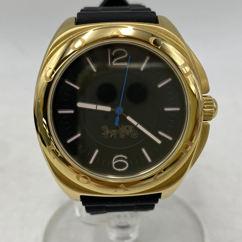 【中古品】【メンズ/レディース】 COACH コーチ 155.2.34.2212 QUARTZ WATCH クォーツ ウォッチ 腕時計 197-260803-yn-08-izu カラー：ゴールド×ブラック 万代Net店