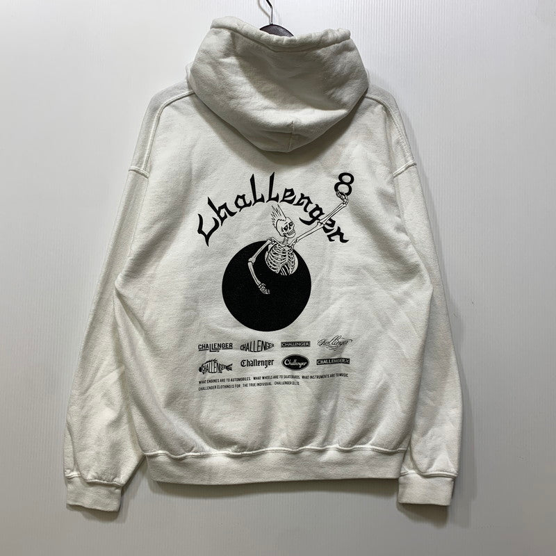 【中古品】【メンズ】 CHALLENGER チャレンジャー 8BALL SKULL HOODIE 8ボール スカル フーディー パーカー 142-260803-as-05-izu サイズ：L カラー：ホワイト 万代Net店