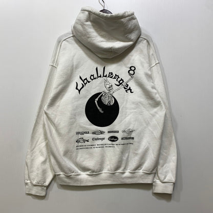 【中古品】【メンズ】 CHALLENGER チャレンジャー 8BALL SKULL HOODIE 8ボール スカル フーディー パーカー 142-260803-as-05-izu サイズ：L カラー：ホワイト 万代Net店