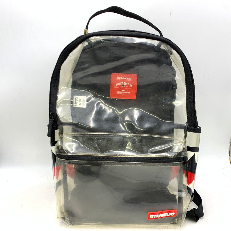 【現状渡し品】【メンズ/レディース】 SPRAYGROUND スプレイグランド DOUBLE CARGO SHARK CLEAR BACKPACK ダブル カーゴ シャーク クリア バックパック カバン 188-260731-yn-06-izu カラー：クリア×ブラック 万代Net店