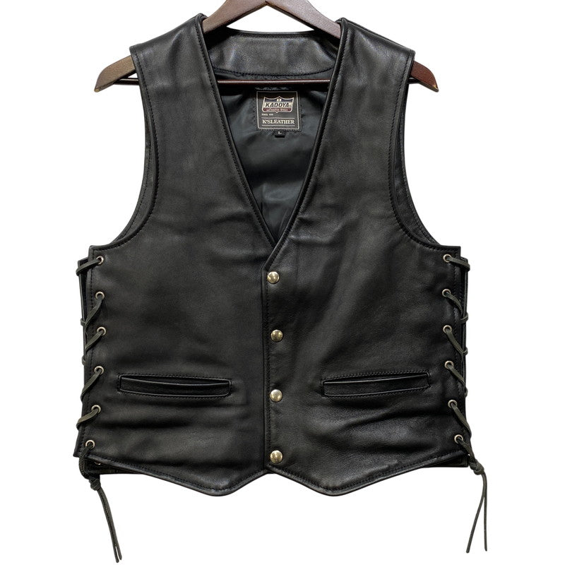 【中古品】【メンズ】 KADOYA カドヤ BUTTON DOWN VEST ボタンダウンベスト 145-260801-as-14-izu サイズ：L カラー：ブラック 万代Net店