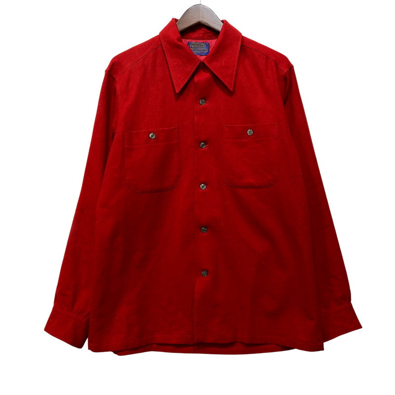【中古品】【メンズ】 PENDLETON ペンドルトン WOOL OPENCOLLAR L/S SHIRT ウール オープンカラー ロングスリーブ シャツ 長袖 USA製 146-260802-as-06-izu サイズ：M カラー：レッド 万代Net店