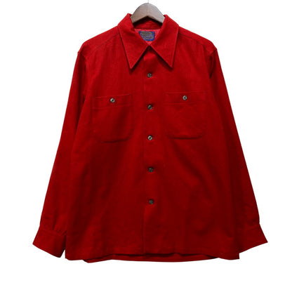 【中古品】【メンズ】 PENDLETON ペンドルトン WOOL OPENCOLLAR L/S SHIRT ウール オープンカラー ロングスリーブ シャツ 長袖 USA製 146-260802-as-06-izu サイズ：M カラー：レッド 万代Net店
