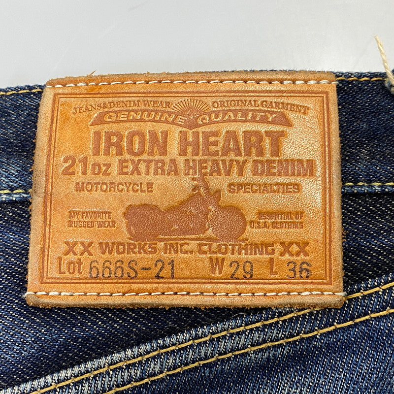 【中古品】【メンズ】 IRON HEART アイアンハート 21OZ SLIM STRAIGHT DENIM PANTS 666S-21 スリムストレート デニムパンツ ジーンズ 156-260802-as-02-izu サイズ：29×36 カラー：インディゴ 万代Net店