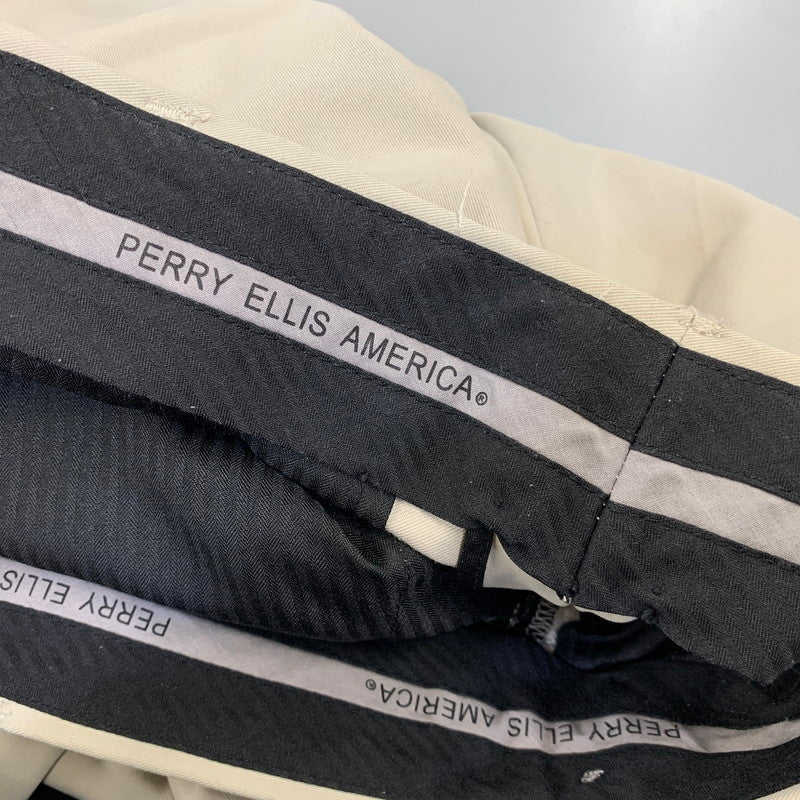 【中古品】【メンズ】 PERRY ELLIS AMERICA ペリー エリス アメリカ 2TUCK SLACKS ツータック スラックス パンツ ボトムス ズボン 157-260807-cs-17-izu サイズ：32/32 カラー：アイボリー 万代Net店