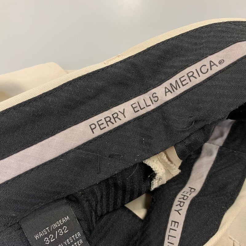 【中古品】【メンズ】 PERRY ELLIS AMERICA ペリー エリス アメリカ 2TUCK SLACKS ツータック スラックス パンツ ボトムス ズボン 157-260807-cs-17-izu サイズ：32/32 カラー：アイボリー 万代Net店