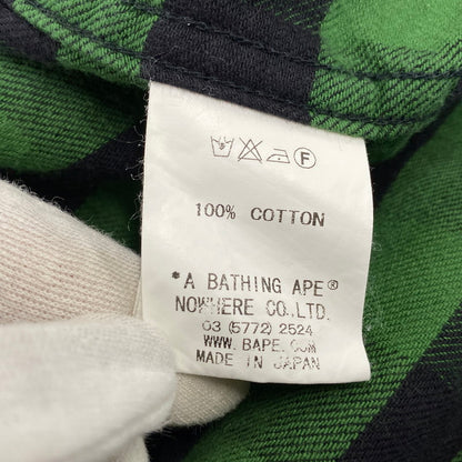 【中古品】【レディース】 A BATHING APE アベイシングエイプ FLANNEL CHECK SHIRT フランネル チェック シャツ トップス 長袖 168-260807-cs-04-izu サイズ：S カラー：グリーン×ブラック 万代Net店