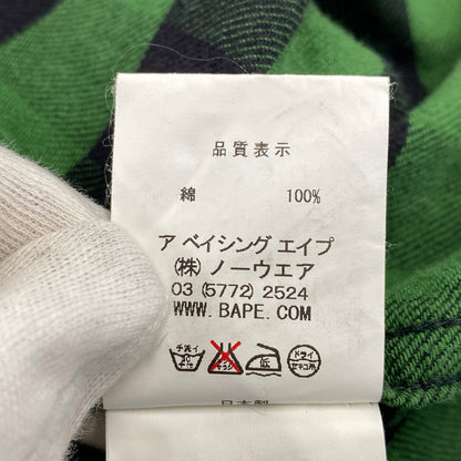 【中古品】【レディース】 A BATHING APE アベイシングエイプ FLANNEL CHECK SHIRT フランネル チェック シャツ トップス 長袖 168-260807-cs-04-izu サイズ：S カラー：グリーン×ブラック 万代Net店