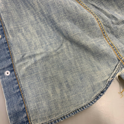 【中古品】【メンズ】 REMI RELIEF レミレリーフ DENIM WESTERN LS SHIRT デニム ウエスタン ロングスリーブ シャツ トップス 長袖 145-260807-cs-14-izu サイズ：M カラー：ライトインディゴ 万代Net店