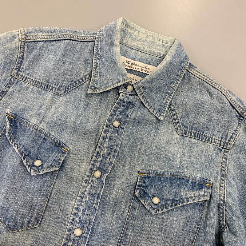 【中古品】【メンズ】 REMI RELIEF レミレリーフ DENIM WESTERN LS SHIRT デニム ウエスタン ロングスリーブ シャツ トップス 長袖 145-260807-cs-14-izu サイズ：M カラー：ライトインディゴ 万代Net店