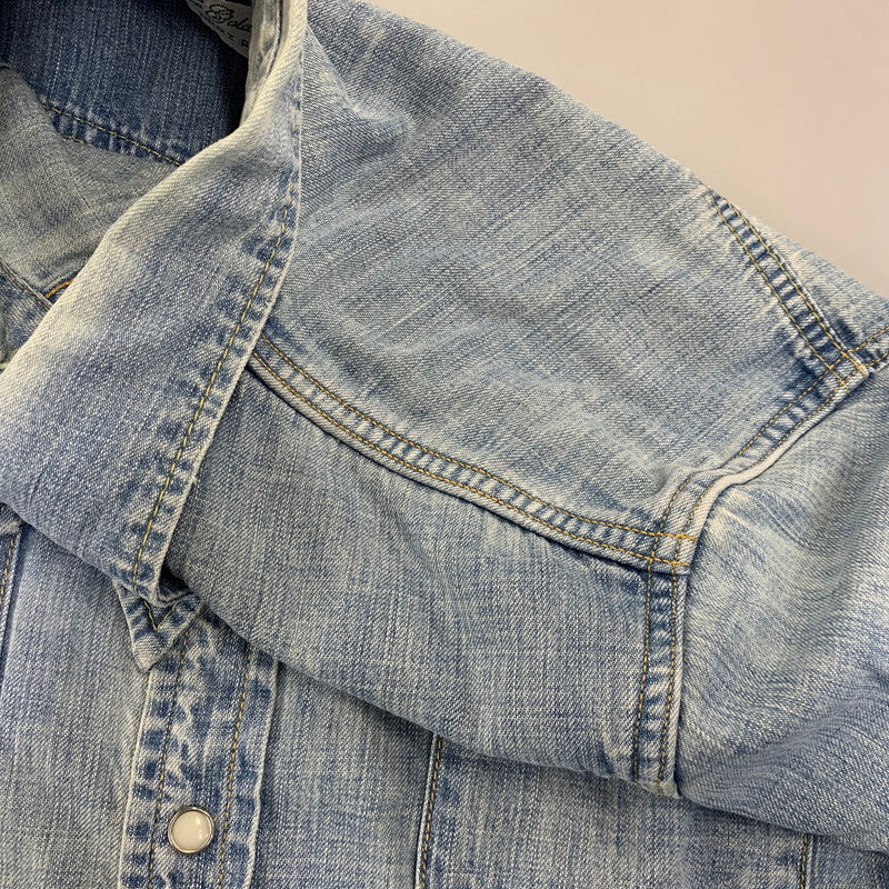 【中古品】【メンズ】 REMI RELIEF レミレリーフ DENIM WESTERN LS SHIRT デニム ウエスタン ロングスリーブ シャツ トップス 長袖 145-260807-cs-14-izu サイズ：M カラー：ライトインディゴ 万代Net店